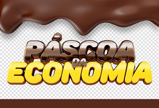 Logo di pasqua 3d con consistenza di cioccolato fuso pascoa in brasile