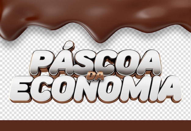 PSD 3d easter logo with melted chocolate texture pascoa in brazil