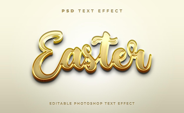3D easter text effect template with golden effect