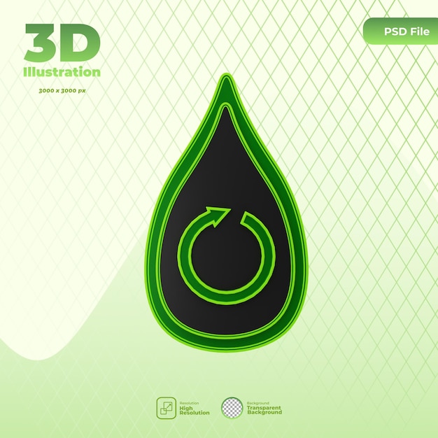 PSD illustrazione dell'icona del carburante ecologico 3d