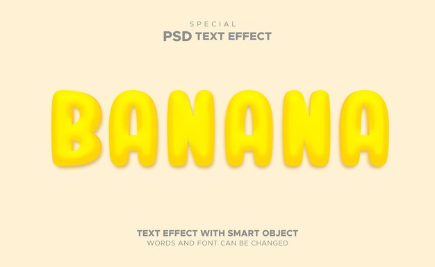 PSD effetto testo banana modificabile 3d