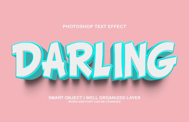 PSD 3d editable darling text style effect