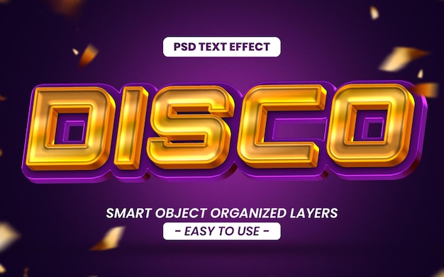 3d editable disco text effect typography style template