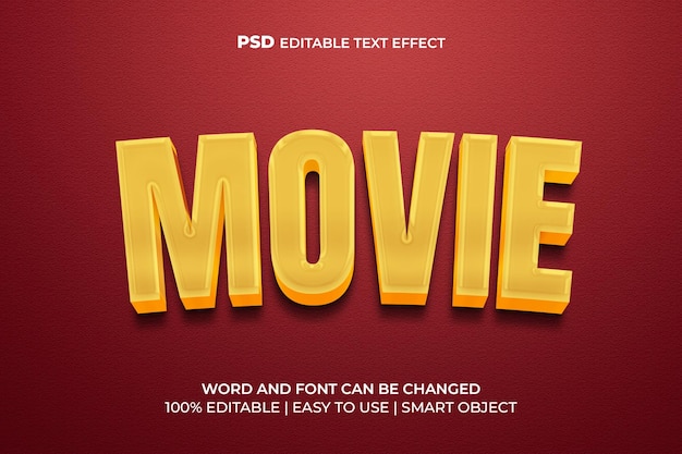 3d editable gold movie text effect