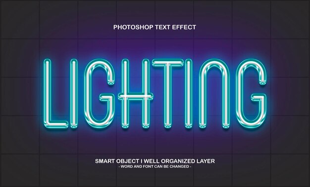 PSD 3d editable lighting text effect mockup template