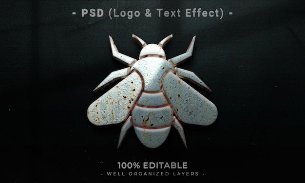 PSD 어두운 추상 배경이 있는 3d 편집 가능한 로고 및 텍스트 효과 스타일 모형