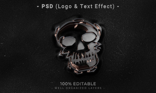 PSD 3d editable logo and text effect style mockup with dark abstract background