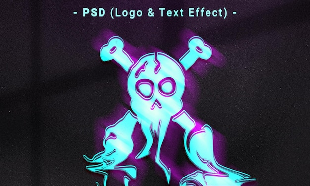 PSD logo modificabile 3d e mockup in stile effetto testo con sfondo astratto scuro