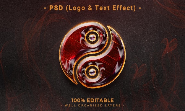 PSD logo modificabile 3d e mockup in stile effetto testo con sfondo astratto scuro