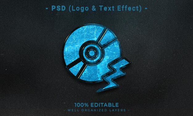 PSD logo modificabile 3d e mockup in stile effetto testo con sfondo astratto scuro