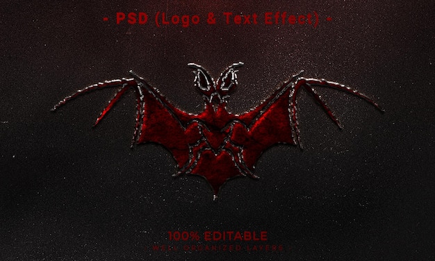 PSD logo modificabile 3d e mockup in stile effetto testo con sfondo astratto scuro