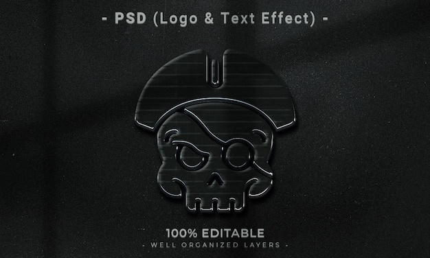 PSD logo modificabile 3d e mockup in stile effetto testo con sfondo astratto scuro