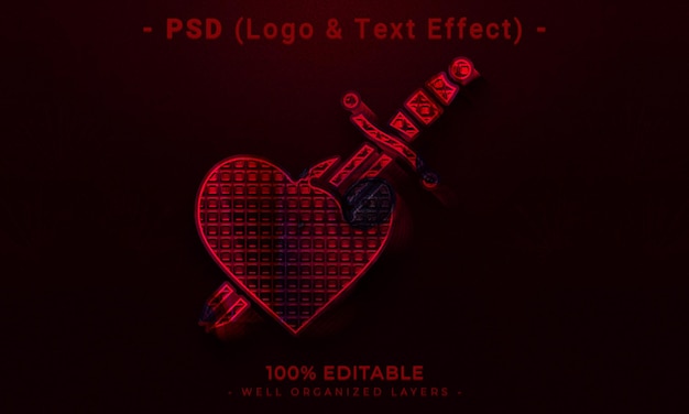 PSD logo modificabile 3d e mockup in stile effetto testo con sfondo astratto scuro