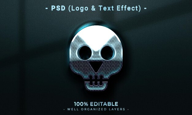 Logo modificabile 3d e mockup in stile effetto testo con sfondo astratto scuro