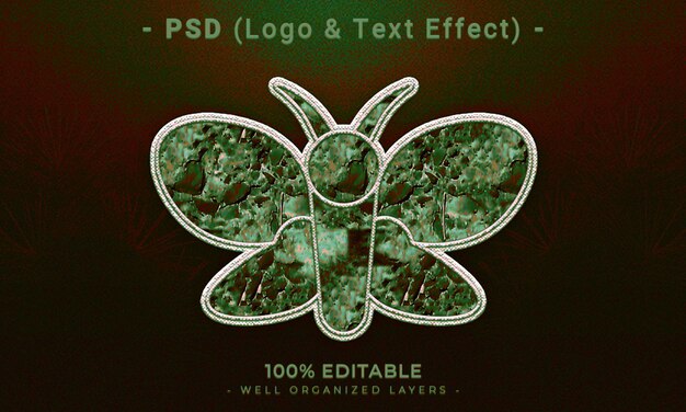 PSD logo modificabile 3d e mockup in stile effetto testo con sfondo astratto scuro