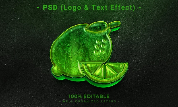 PSD logo modificabile 3d e mockup in stile effetto testo con sfondo astratto scuro