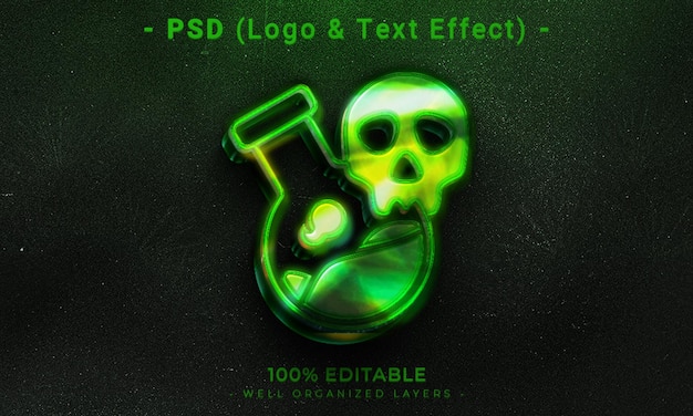 PSD logo modificabile 3d e mockup in stile effetto testo con sfondo astratto scuro