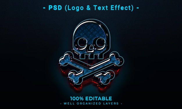 PSD logo modificabile 3d e mockup in stile effetto testo con sfondo astratto scuro