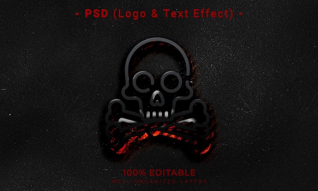 PSD logo modificabile 3d e mockup in stile effetto testo con sfondo astratto scuro