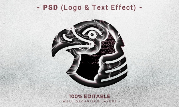 PSD 3d editable logo and text effect style mockup with dark abstract background