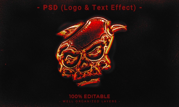 PSD logo modificabile 3d e mockup in stile effetto testo con sfondo astratto scuro