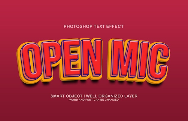 3d editable open mic text style effect