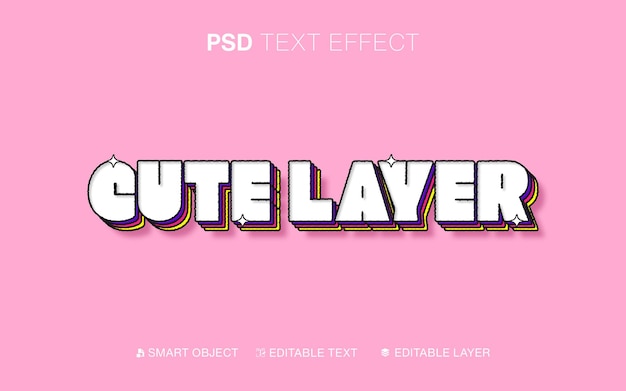 3D Editable Text Cute Layer Pink Text Effect