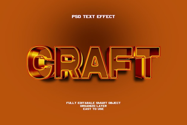3D editable text effect craft PSD