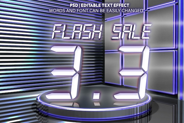 PSD 3d editable text effect future flash sale