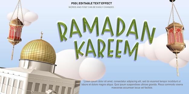 3D Editable Text Effect ramadan kareem