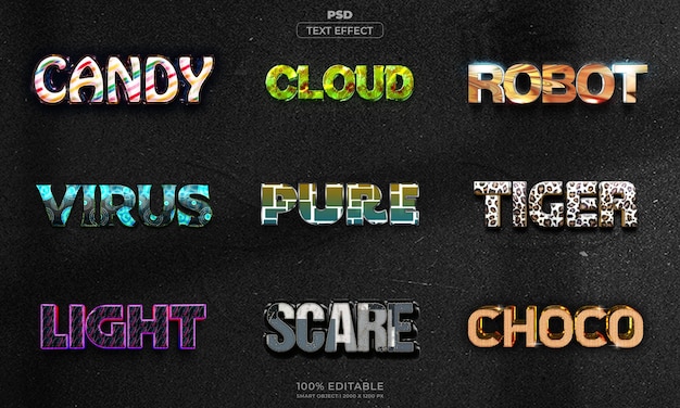 3d editable text effect style set with background