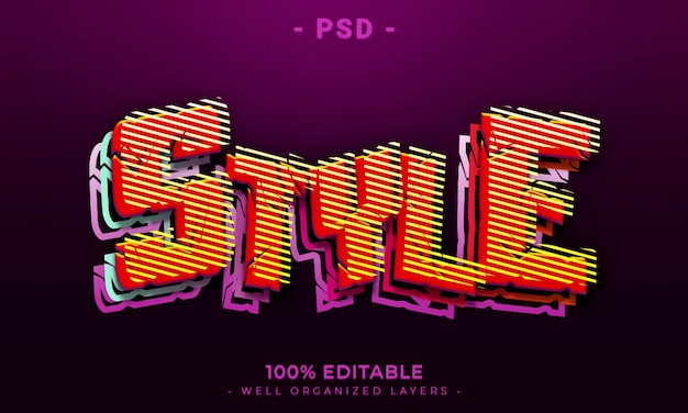 PSD stile effetto testo modificabile 3d con sfondo