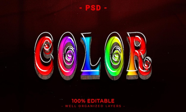 PSD stile effetto testo modificabile 3d con sfondo