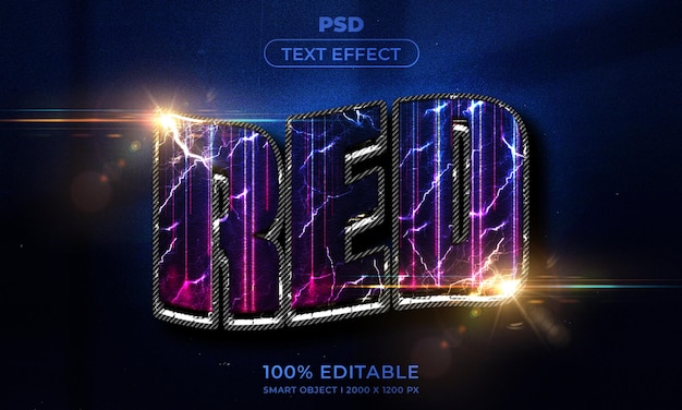 PSD 3d editable text effect style with background