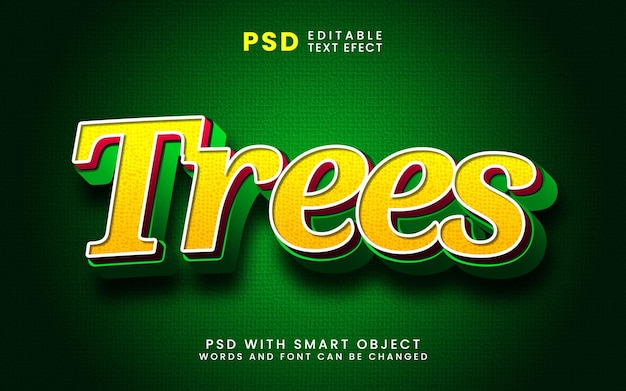 3d editable text effect template trees leaf text style