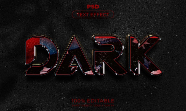 3d editable text and logo effect style mockup with dark abstract background