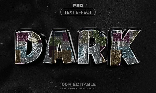 3d editable text and logo effect style mockup with dark abstract background