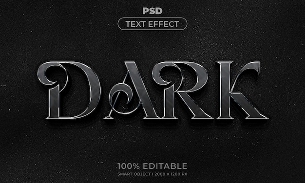 3d editable text and logo effect style mockup with dark abstract background