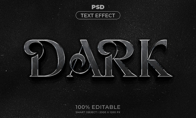 PSD 3d editable text and logo effect style mockup with dark abstract background