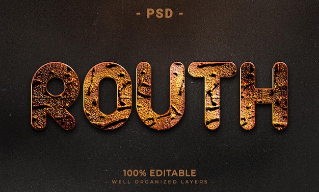 PSD testo modificabile 3d e mockup in stile effetto logo con sfondo astratto scuro