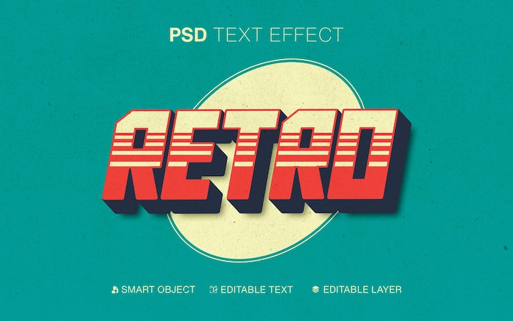 PSD 3d editable text vintage retro text effect