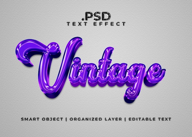 Effetto testo vintage modificabile 3d