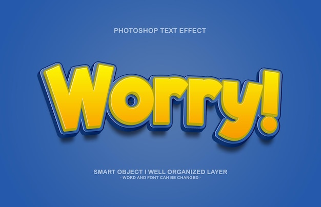 3d editable worry text style effect