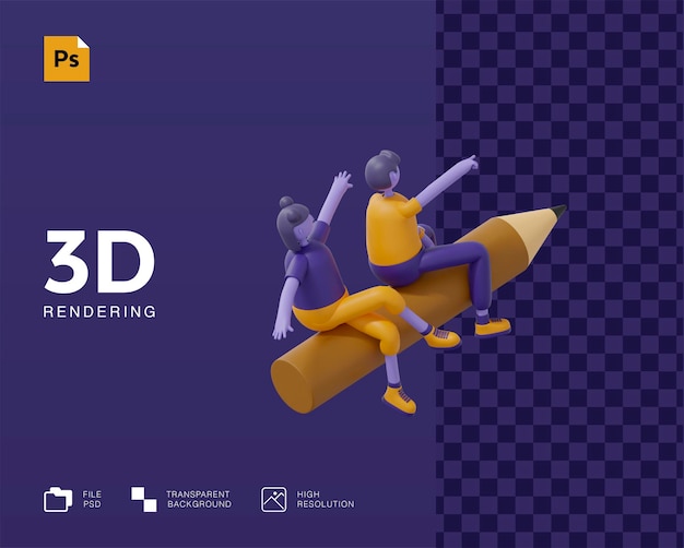 PSD 3d визуализация концепции образования