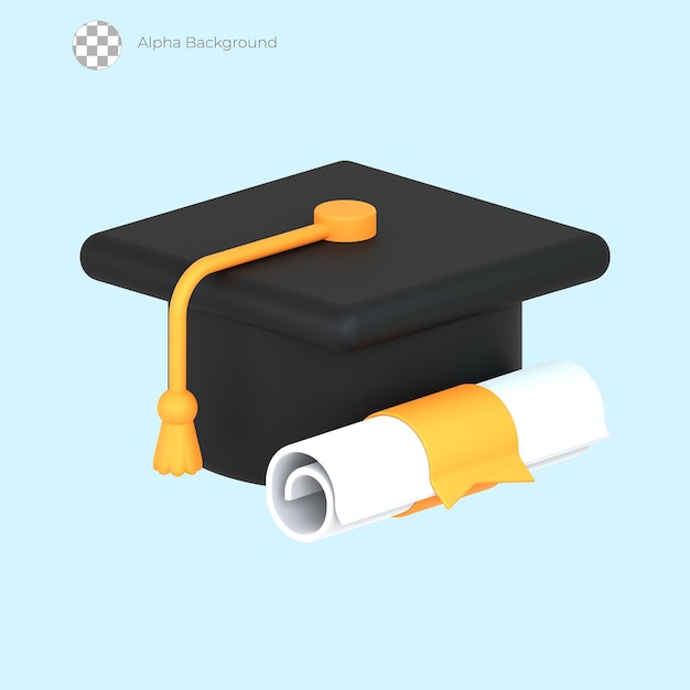 PSD 3d education graduation hat