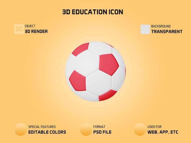 PSD 3d education icon foot ball