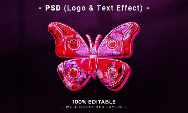 PSD 3d edytowalne logo i makieta stylu efektu tekstowego z ciemnym abstrakcyjnym tłem