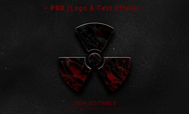 PSD 3d edytowalne logo i makieta stylu efektu tekstowego z ciemnym abstrakcyjnym tłem