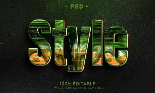 PSD 3d edytowalny styl efektu tekstowego z tłem