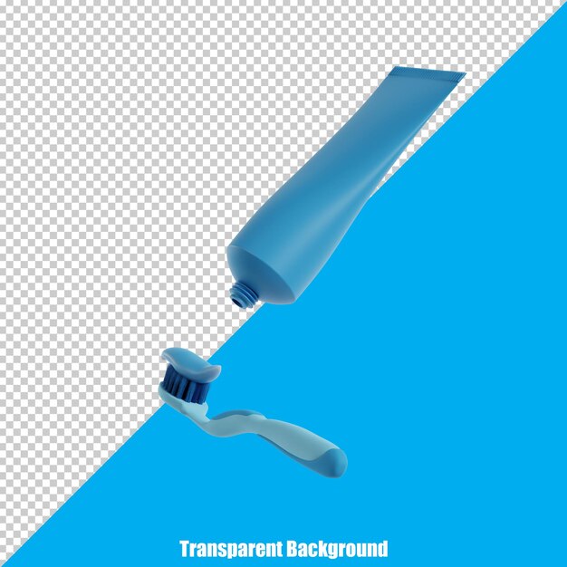 PSD 3d eenvoudige tandheelkundige tandenborstel en tandpasta met een realistisch uiterlijk op een transparante achtergrond